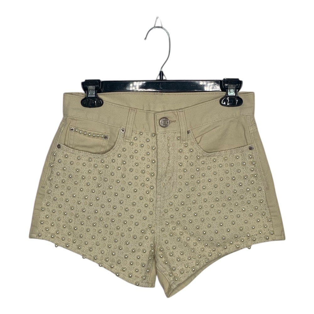 BDG Girlfriend High Rise Denim Pearl Short Beige Belt Loops 5 Pockets Size 25